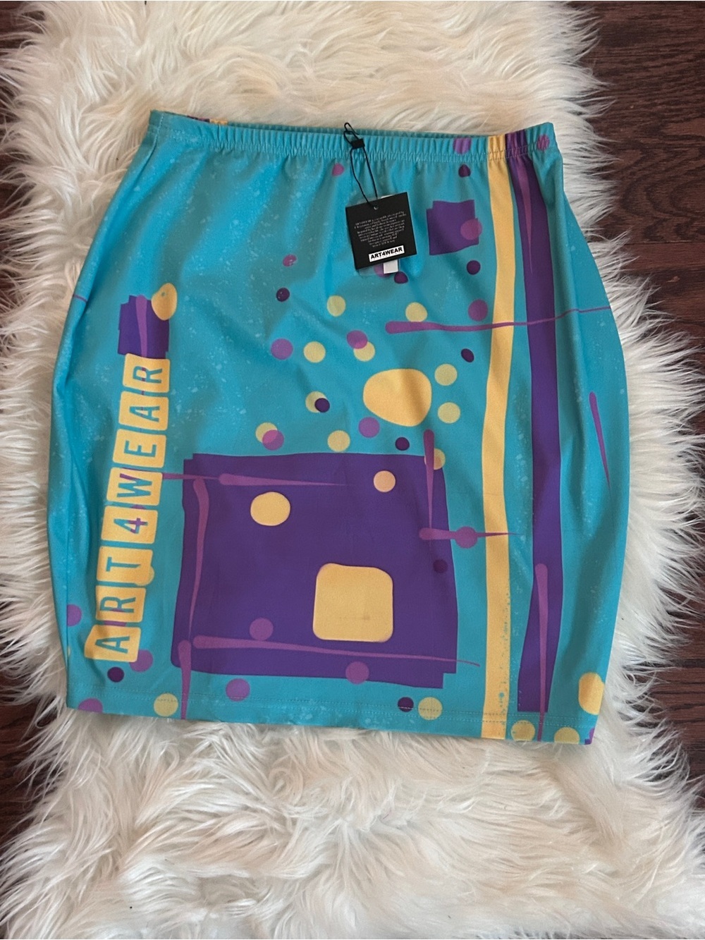 Art4wear Teal Abstract Print Pencil Skirt